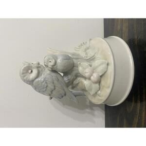 George Good Porcelain Owl Music Box Plays Moonlight Sonata